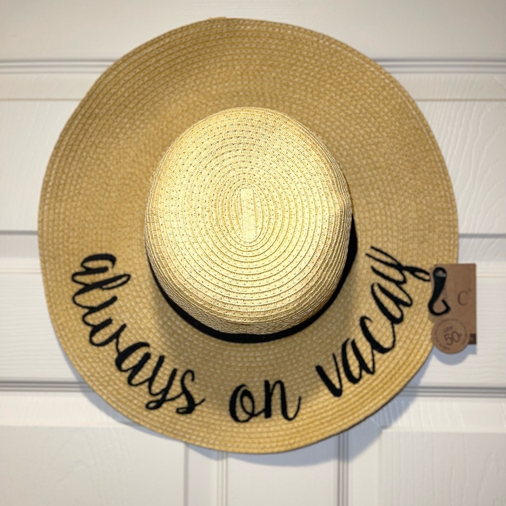 BRAND NEW - Never Worn!  Always on Vacay Wide Brim 4 Summer Beach Hat